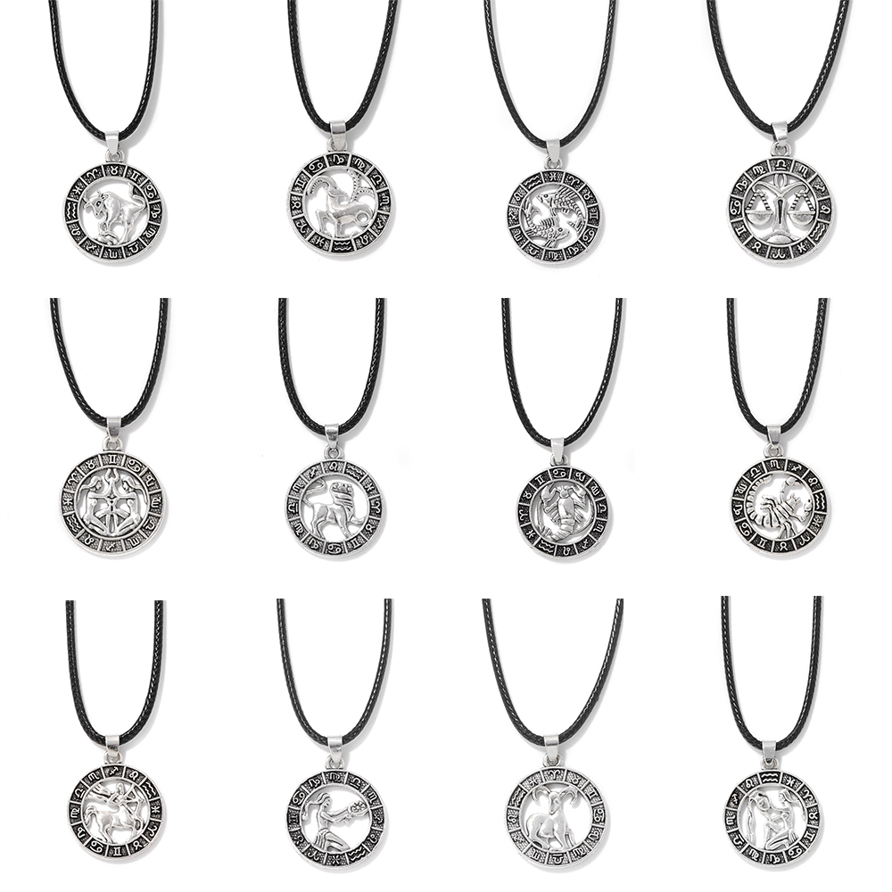 Vintage Fashion Labels - Vintage 12 Zodiac Sign Pendant Necklace