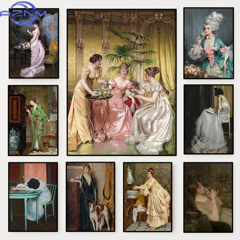 Vintage Fashion Prints For Wall - The Renaissance Women Portrait Poster Vintage