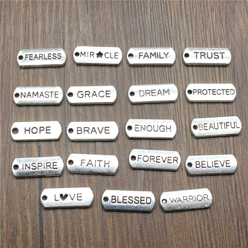 Vintage Fashion Labels - 10pcs Word Tags Pendant Charms Antique