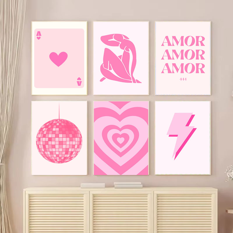 Vintage Fashion Prints For Wall - 1pc Canvas painting Pink Matisse Academy