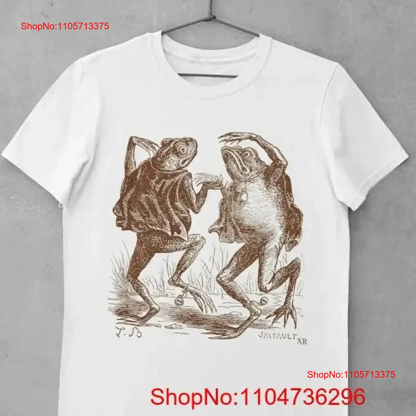 Vintage Fashion Illustrations - Dancing frogs toads vintage illustration T