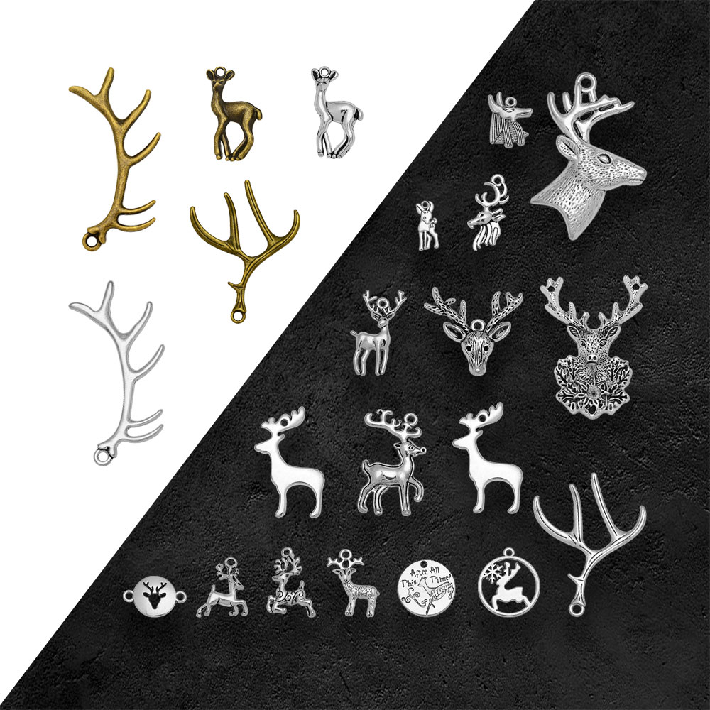 Vintage Fashion Resale - 5-50pcs/lot Antique Christmas Deer Antlers Charms