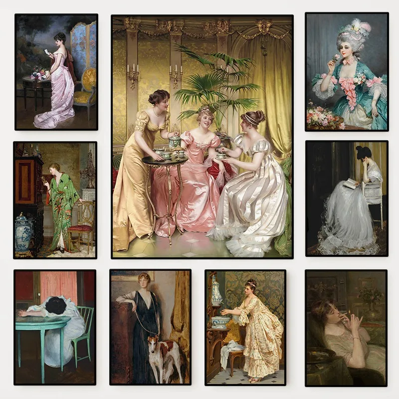 Vintage Fashion Prints For Wall - The Renaissance Women Portrait Poster Vintage