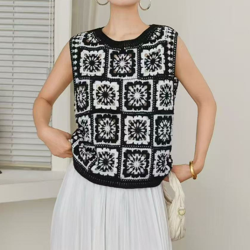 Crochet Top Boho - Granny Square Crochet Top Sleeveless Openwork