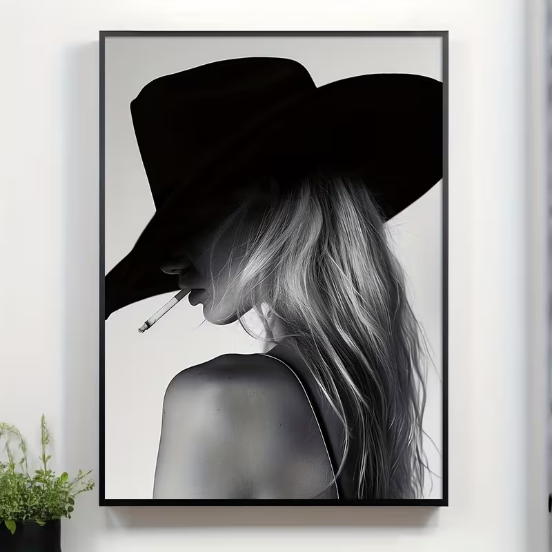 Vintage Fashion Prints For Wall - 1pc Unframed Black & White Western