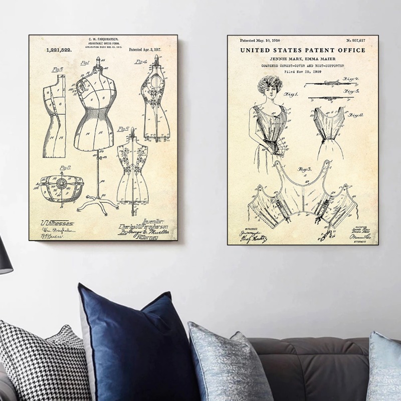 Fashion Clothing Shoe Bag Desi - Vintage Fashion Prints For Wall 评论和价格