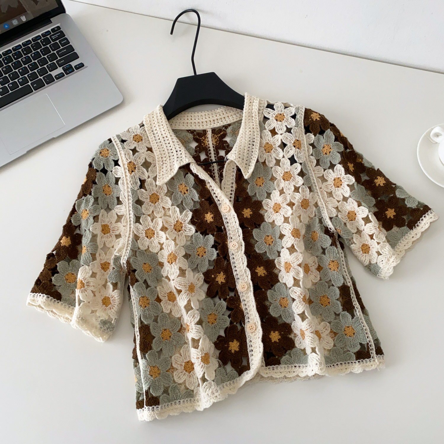 Women's Floral Crochet Cardiga - Crochet Top Boho 评论和价格
