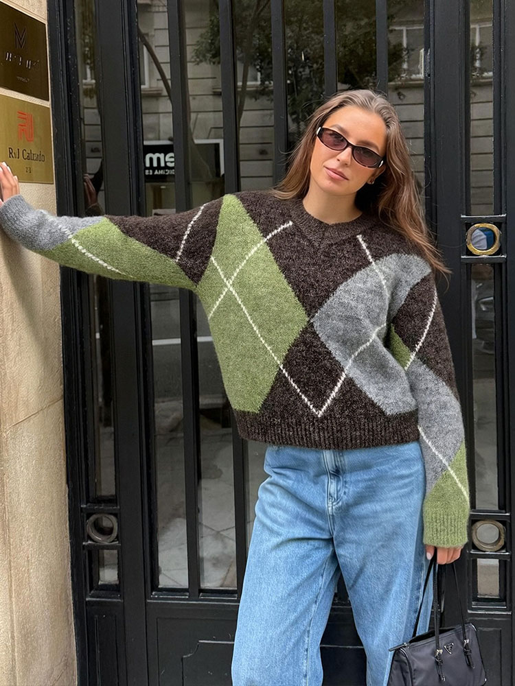 HH Women Fashion Argyle Knitte - Vintage Fashion Trends 2026 评论和价格
