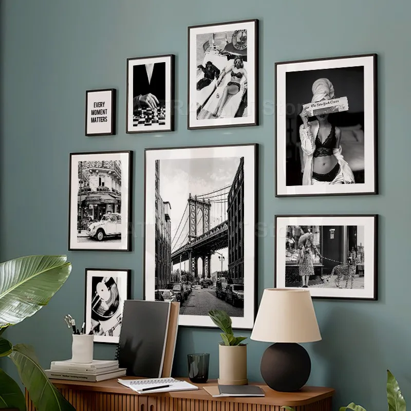 Black and White Vintage Wall A - Vintage Fashion Prints For Wall 评论和价格