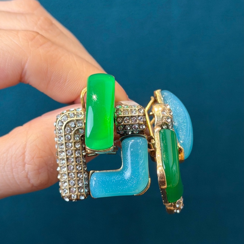 Vintage Blue Glass Green Geome - Vintage Fashion Trends 2026 评论和价格