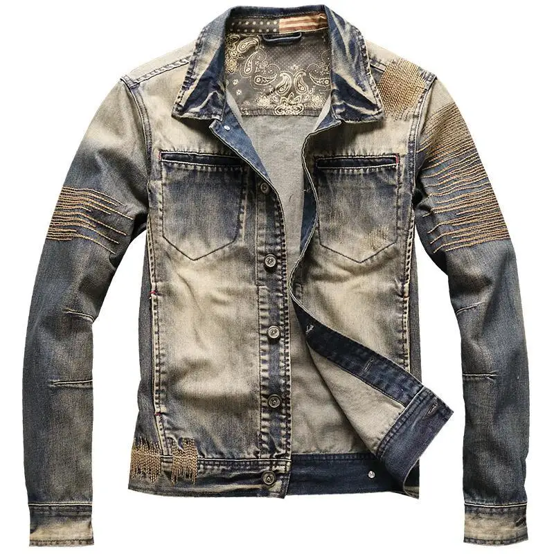 Cowboy Coat for Men Autumn Kor - Vintage Fashion Korea 评论和价格