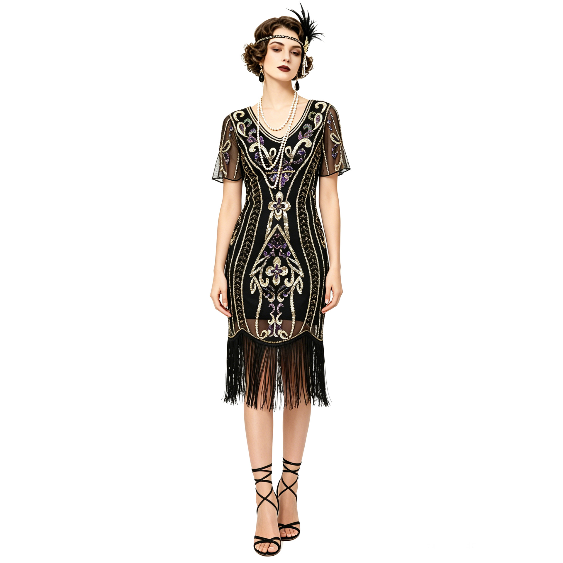 New Vintage Sequin Tassel Dres - Vintage Fashion Collection 评论和价格