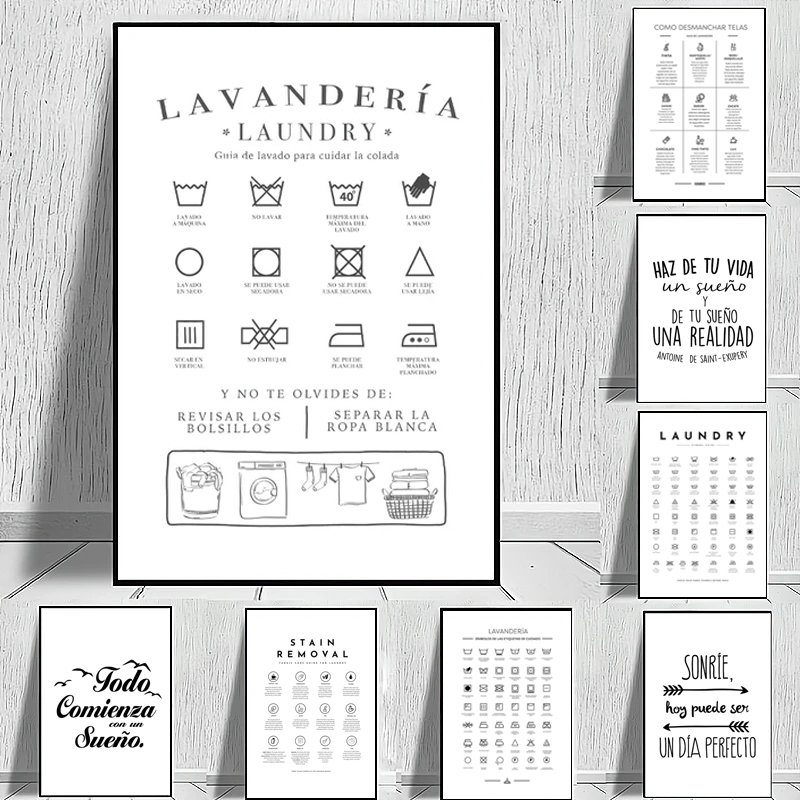 Spanish Símbolos de Lavandería - Vintage Fashion Illustrations 评论和价格