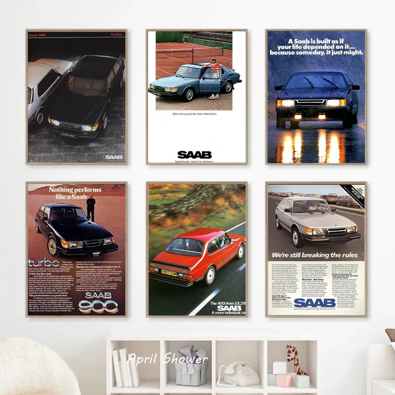 Classic Vintage Saab 900 Turbo - Vintage Fashion Prints For Wall 评论和价格