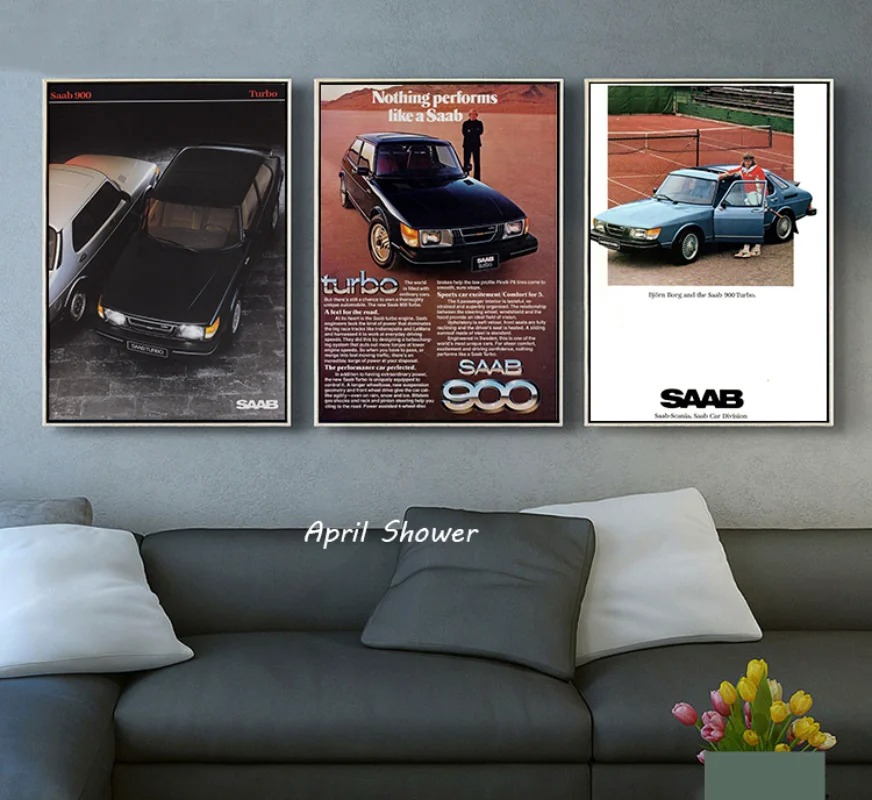 Classic Vintage Saab 900 Turbo - Vintage Fashion Prints For Wall 评论和价格