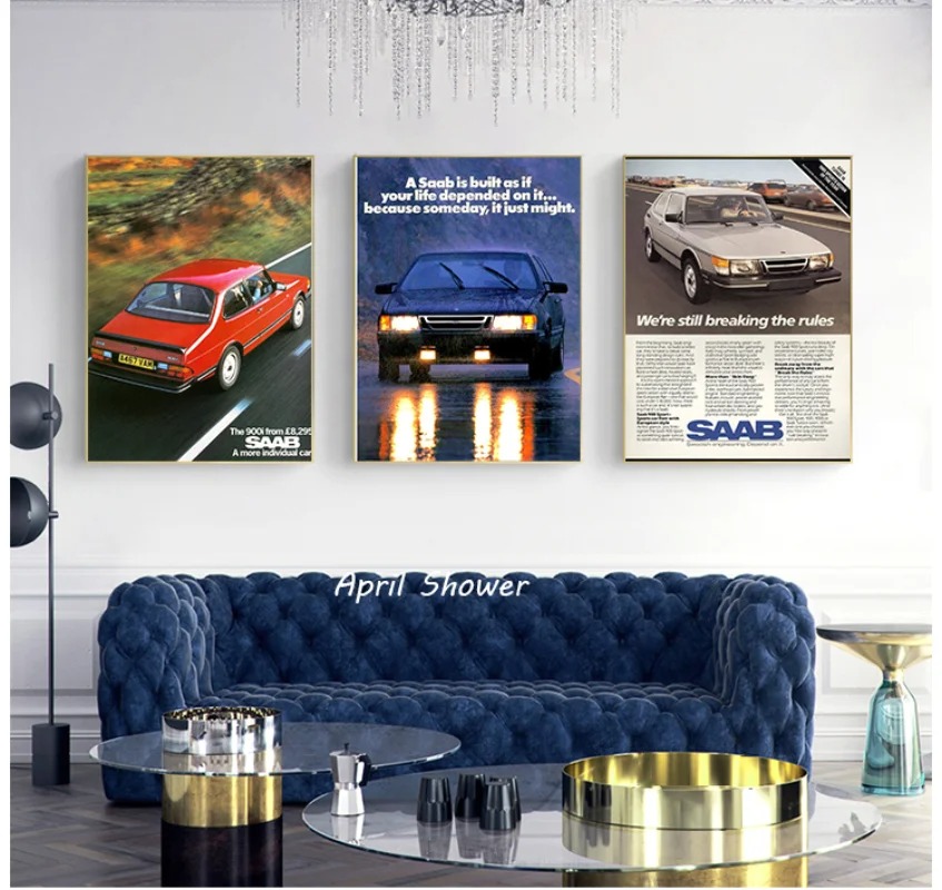 Classic Vintage Saab 900 Turbo - Vintage Fashion Prints For Wall 评论和价格