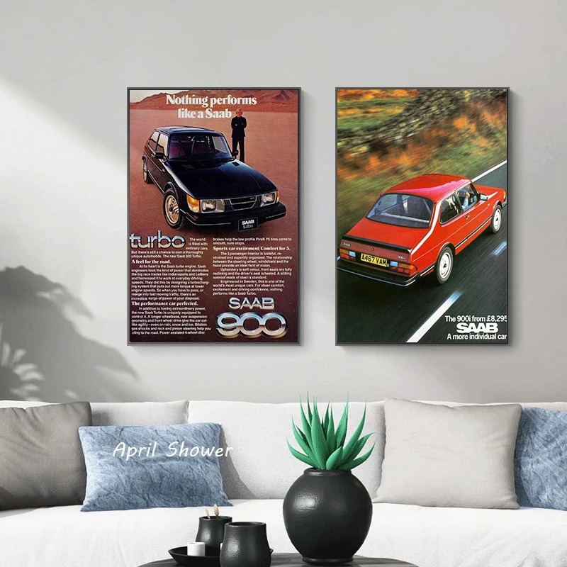 Classic Vintage Saab 900 Turbo - Vintage Fashion Prints For Wall 评论和价格