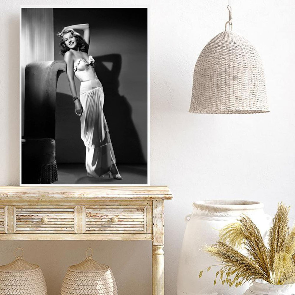 Rita Hayworth Poster,Black and - Vintage Fashion Prints For Wall 评论和价格
