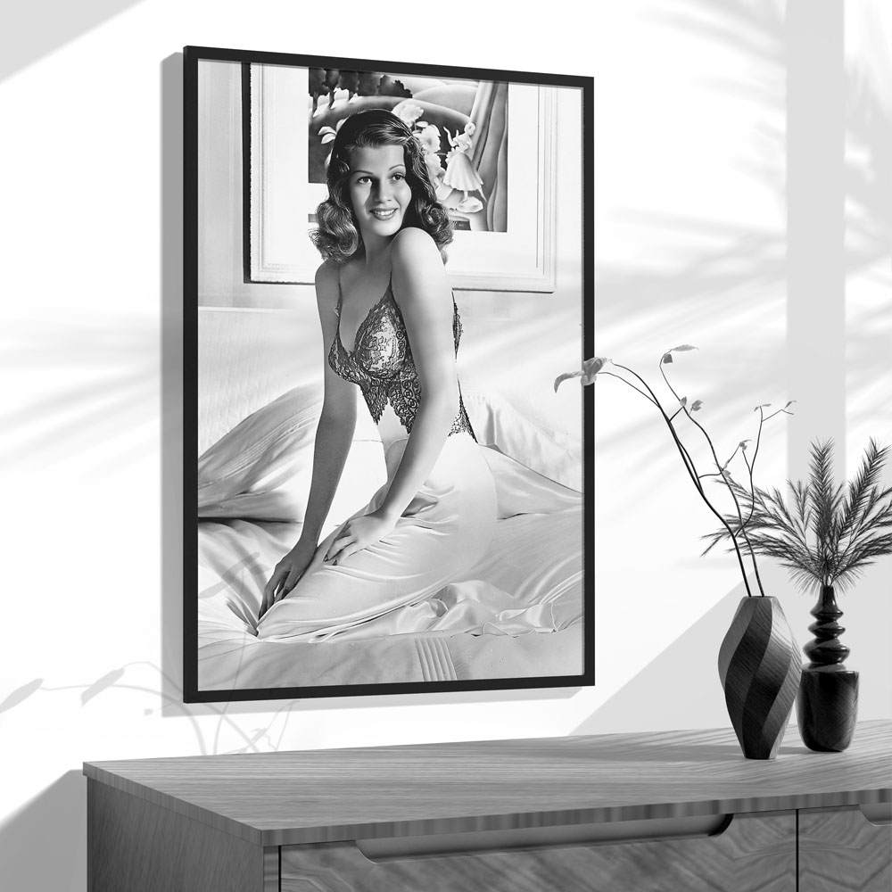 Rita Hayworth Poster,Black and - Vintage Fashion Prints For Wall 评论和价格