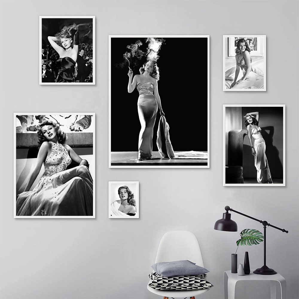 Rita Hayworth Poster,Black and - Vintage Fashion Prints For Wall 评论和价格