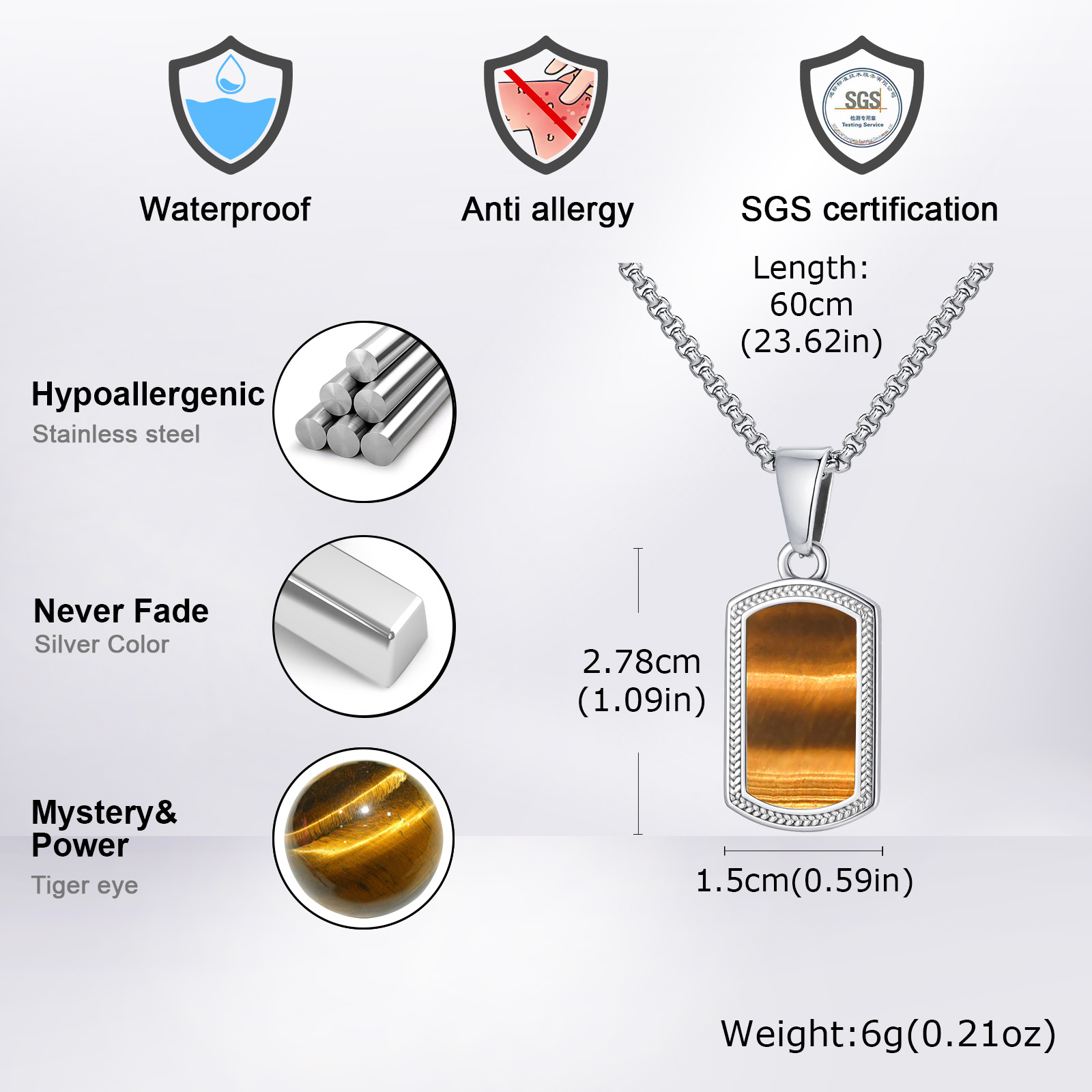 Vnox Stainless Steel Tiger Eye - Vintage Fashion Labels 评论和价格